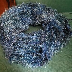 Elegant Blue Infinty Fuzzy Scarf